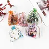 Wrap regalo 100pcs/lotto organza multi-size abbronzante con filo per il cuore pesca sacca per caramelle semplici sacchetti di compleanno gioielli di compleanno