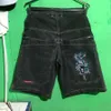 Shorts masculinos estilo hip-hop y2k calças cortadas jeans bordados high street tend tendência verão