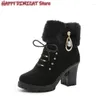 Botas de salto alto sapatos de moda Botas Winter Women Warm sem escorregamento Block Cow Suede Snow Designer