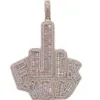 925 Silver Hip Hop Bling Middle Diamond Pingente Hip Hop Mens dedo pendente de baguete moissanita