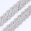 Yu Ying 14mm Baguettes Vvs Moissanite Diamond Solid Silver Necklace Cuban Link Chain for Hiphop Jewelry