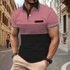 2024 Tamanho grande masculino Casual Casual Camisa Vneck Button Business Stripe Combation Matching Top Top Heat Sublimation Impressão 240403