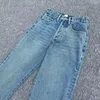 Kvinnors jeans totem rakt för kvinnor mode märke hög midja full denim byxor vintage jean fotledslängd casual byxor dam