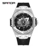 Sanda's New Hollowed Out Calendar Fashionable Trendy, Cool and Creative Men's Watch, Silicone Wristwatch