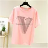 Women'S T-Shirt Womens T Shirt Women Short Sleeve Shiny Diamond Summer Tops Fashion Woman Clothes Tshirt Tee Femme Digirl Drop Deliver Dhasa