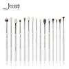 Jessup professionele make-upborstels ingesteld 15stcs Make-up borstel Pearl wit/zilveren gereedschap Kit Eye Liner Shader Natural-Synthetic Hair 240327