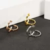 Lätt lyxig designerkort rostfritt stål geometriskt mode enkla diamantörhängen 18k guldörhängen med logotyp