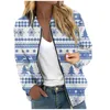 Jackets para mujeres manga larga con cremallera con cremallera corta estampada navideña acolchada con bolsillos chaquetas para huje