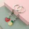 Keychains Lanyards 1 세트 (2pcs) Lovely Best Buds Keychain Resin Key Ring Crab Peach Ice Cream 비스킷 체인 BFF 우정 선물 수제 보석 Q240403