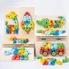 3D Träpussel Handgrepp Brädor Cartoon Animals Puzzle Jigsaw Game Forchildren Early Learning Kids Pedagogiska leksaker