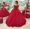 할인 진짜 빨간색 짧은 슬리브 Quinceanera 드레스 볼 가운 스코프 넥 아플리케 3D 꽃 스위트 16 드레스 7136962