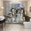 Shower Curtains Christmas Curtain Waterproof Made Of Polyester Fabric Easy To Rinse L-Scarf Snowman