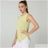 Yoga-outfits LU-1283 Vrouwen sportvest o nek mouwloze zijde open ademende snel droog shirt loopt training losse fitnesskleding t dh8eo