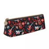 Torby szkolne Monkey Music Triangle Pencil Case Flower Red Leaves University Big Zipper Box Teeneager Cool Leather Pen Bag