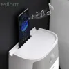 Rzemiosła łazienka samoprzylepna na ścianach papierowy papierowy z szufladą do przechowywania, czarny biały wodoodporny papier toaletowy uchwyt papieru