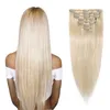 Clip dans les extensions de cheveux Remy Human Hair Waft Full Head 8pcs 70g 100g 120g 140g Clip Clain Pieces à cheveux épais Natural Natural Brown Blonde 14 "-24" Ali Magic Factory Ventes directes