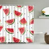 Cortinas de chuveiro cortina de frutas desenho animado fofo de morango de melancia
