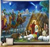 Natività Scena Arazzo Gesù Manger Mager Wall Hanging Angel Easter Christmas Decor Christ Tapestries Decoration 240321