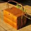 Cineros de vajilla Retro a mano Bamboo Bamboo Caja de refrigerio múltiple de múltiples capas Bento de picnic portátil con cesta de almacenamiento de pan de frutas cubiertas