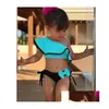 One-Pieces Ruffled Childrens Swimsuit 2024 Selling Shoder Candy Bow Cute Two-Piece Swim Suit Girls Swimwear Drop Delivery Baby Kids Dhhth