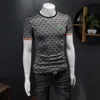 Été Nouveau homme de haute qualité Coton Coton Round Round Necol Pullover imprimé à manches courtes T-shirt Trendy HPZQ