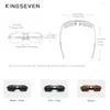 Solglasögon Kingseven Vintage Men Polarised UV400 Aluminium Frame Accessories Glasögon Male Fashion Rimless Rectangle Eyewear