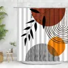 Shower Curtains Abstract Art Nordic Wind Boho Curtain Polyester Bath Accessories Morandi Color Block For Bathroom Decor Hooks