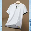 Silk glacée de haute qualité V-colme d'été Nouveau t-shirt décontracté à manches courtes à manches courtes à manches courtes pour hommes