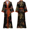 Home Kleding Bloem Gedrukt Kimono Robe Dames kunstmatige zijden badkamer veer en herfst los fitting home jurk lounge pyjama's half mouwen pyjamasl2403