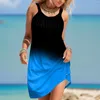 Casual Dresses Plus Size Summer For Women 2024 Ärmlös Pullover Tank Dress Gradient Spaghetti Strap Bohemian Beach Sundress