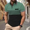 2024 Tamanho grande masculino Casual Casual Camisa Vneck Button Business Stripe Combation Matching Top Top Heat Sublimation Impressão 240403