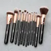 Makeupborstar Set 12st Gold Foundation Powder Contour Eyeshadow Make Up Brush 240403