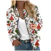 Jackets para mujeres manga larga con cremallera con cremallera corta estampada navideña acolchada con bolsillos chaquetas para huje