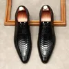 Scarpe per abiti da uomo in pelle genuina 2024 Black Italia Business Lace Up Formale Elegante Partito Oxford Schema Oxford Dimensioni 11 12