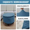 Chair Covers Round Ottoman Stool Cover Stretch Polar Fleece Footrest Solid Color Seat Slipcovers For Living Room Bedroom Removable