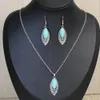 Vintage blauwe Europese Amerikaanse ketting oorbellen sieraden sets kristallen sieraden voor dames stenen kettingen hangers cadeau 240401