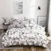 寝具セットリアクティブプリント柔らかく暖かい北欧のベッドカバー240x220の豪華なダークブラック大理石2/3 PCESの150羽の羽毛布団カバー