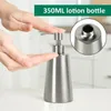 Dispensatore di sapone liquido Lozione in acciaio inossidabile in acciaio per articoli da toeletta per il lavaggio a 350 ml di lavaggio per la lavaggio della crema contenitore