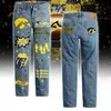 American Retro High Tailed Street Style Straight Leg Jeans Fashion Pants Dames Wide Gedrukte denim 240401