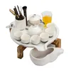 Ensembles de voitures de thé à la maison en poterie blanche Ensemble de thé créatif en céramique plateau de pierre palette de tasse de thé en verre simple moderne