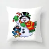 Pillow Decoration Christmas Case Multiple Pieces Free Collocation Hand Drawn Snowman Peach Velvet Printed Sofa Cover Home