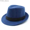 Breda randen hattar hink fedora herr ull hatt vinter varm klassisk panama jazz filt derby trilby yq240407