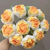 Flores decorativas de algodão peony algodão tricotado à mão Bouquet acabado de malha imortal simulação diy decoração criativa