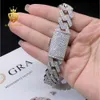 Designer Jewelry Pass Diamond Test Ice Out 15 mm Hip Hop 2 Row Round Round Cut S925 Silver Vvs Moisanite Miami Cuban Chain Cuban Chain Bracelet pour hommes