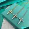 Pendant Necklaces Cross Necklace Diamond Chain For Men Women Moissanite Jewelry Retro Vintage X Rose Gold Party Birthday Christmas G Dheju