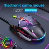 マウス人間工学に基づいたゲームマウスUSBマウスゲームRGB Mause Gamer Mouse 6ボタンLEDサイレントマウスPCラップトップコンピューターY240407