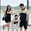 Mom Dad and Baby Boy Girl Matching Same Clothes for The Whole Family Look Mother Daughter Dress Summer Father Son T Shirts 240327