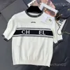 Designer T -shirt Dames kleding Gebreide T -shirt Brand Exclusieve stijl Crop tops Zomer Ventilate Gebreide holle top Zwart Wit T -shirt Sexy tanks Korte mouw T -stukken