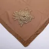 Muslim Kerchief Headwear Shawl D Flower Diamond Chiffon Square Scarf Islamic Wrap Shayla Arab Dubai Women Scarves Hijab Turban 240327