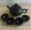 Teaware set Dark Green Jade Tea Set 1 Teapots 4 Teacups Magnetic Stone Health Gongfu rent hand-snidade kinesiska jades teaset